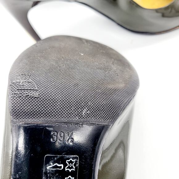 ROGER VIVIER Forrest Green Gold Patent Leather Heel Made in Italy Sz 39.5 US 8.5 - Picture 11 of 13